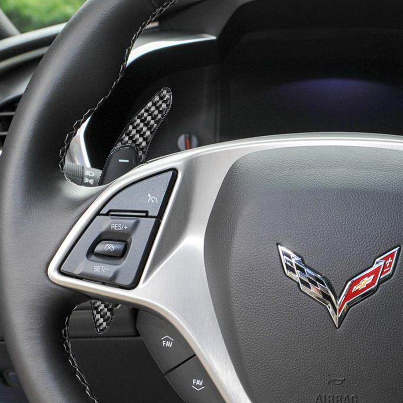 适用于科尔维特C7专用改装方向盘碳纤维换挡拨片加长内饰配件车贴