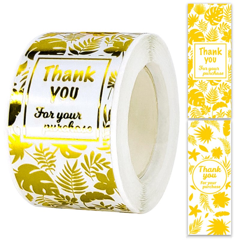 120贴/卷烫金长方形感谢贴纸精美礼盒密封贴包装装饰不干胶标签