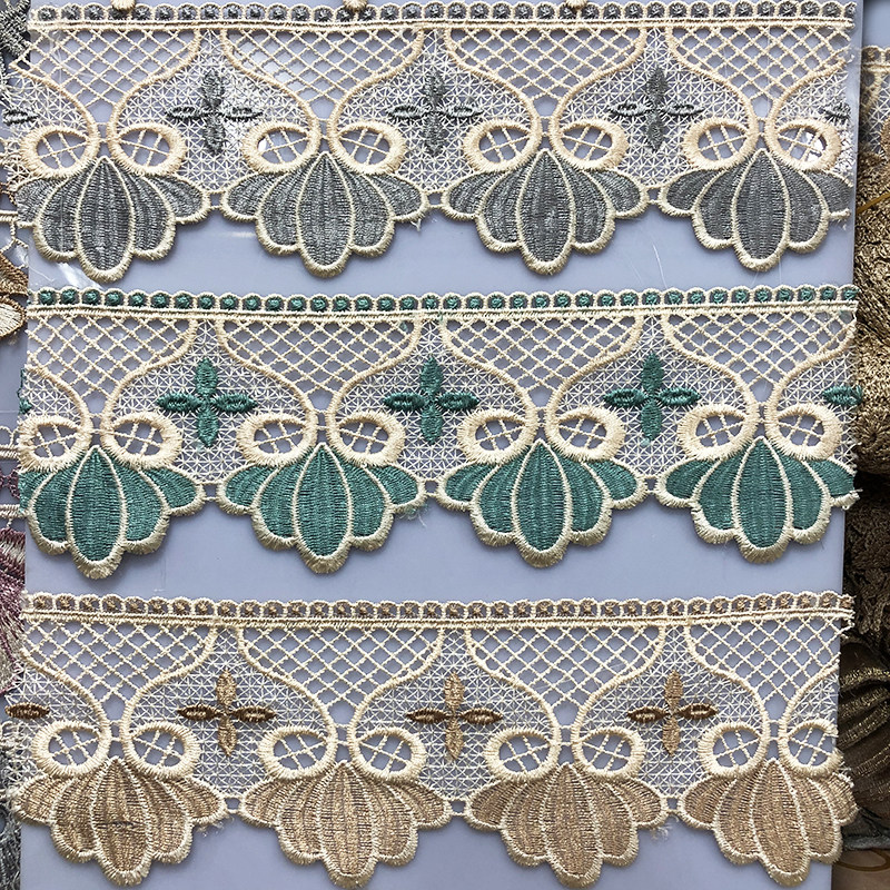 新款水溶宽边沙发垫装饰镂空蕾丝花边辅料配件窗帘床品加长下摆边