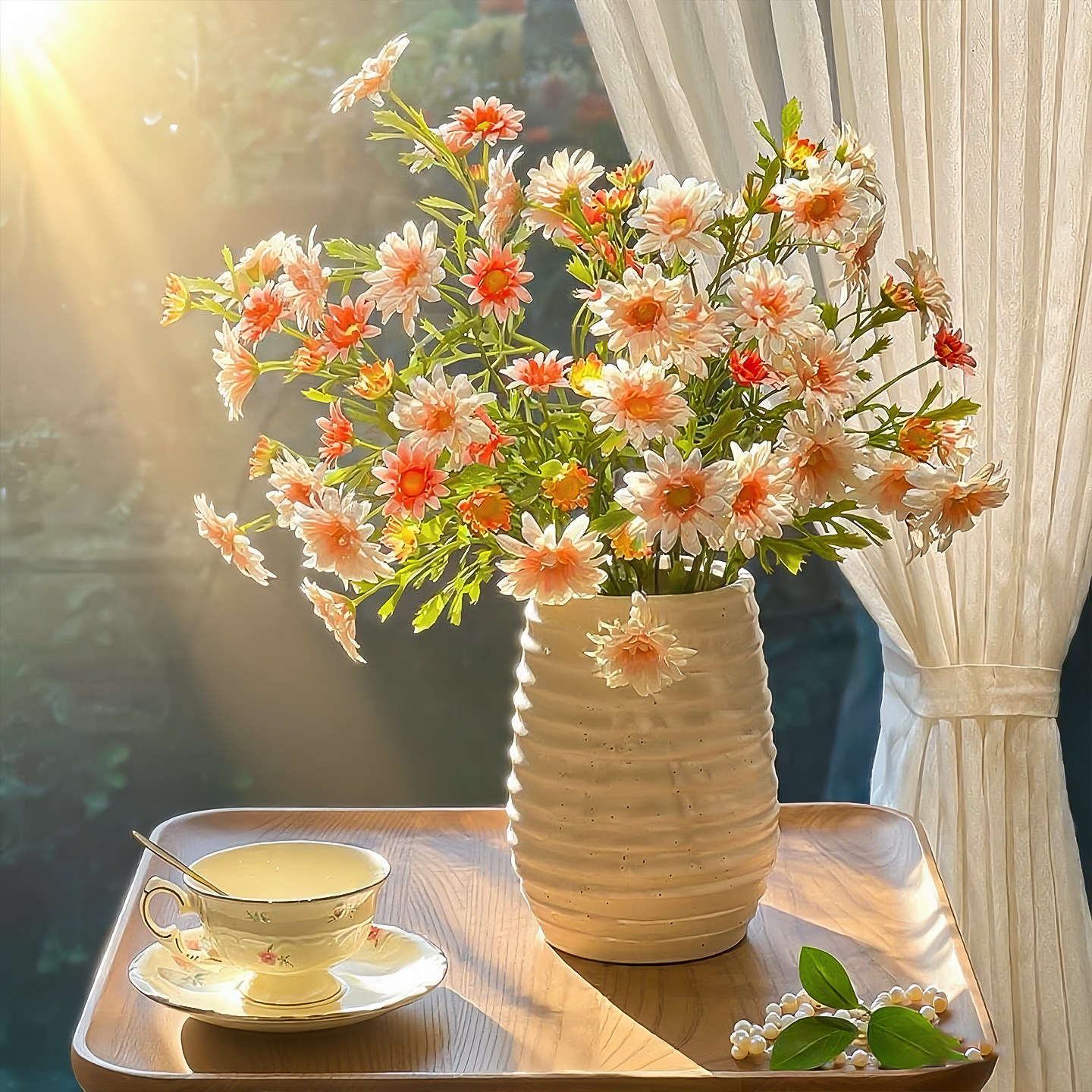 高端模拟雏菊人造花假花装饰客厅桌子装饰花电视柜丝绸花花卉装饰