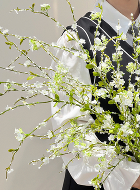 彷真绿色植物高档花雪柳枝假花彷真花摆设轻奢高端客厅餐桌高级彷