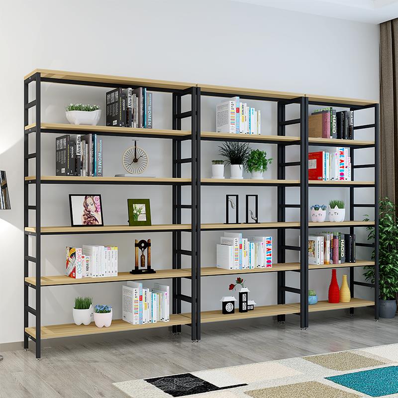 书架落地货架储物架钢木置物架多层陈列架展示架铁艺书柜架子组合