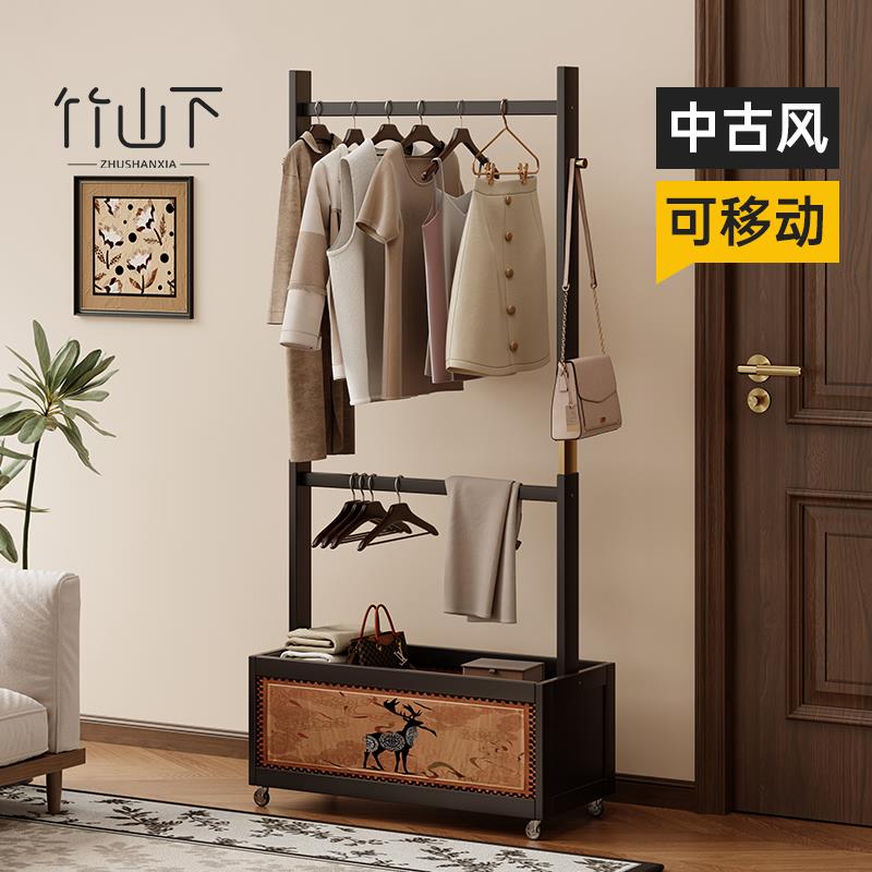 玄关挂衣架落地卧室衣帽架2025新款入户挂包架中古移动置物架
