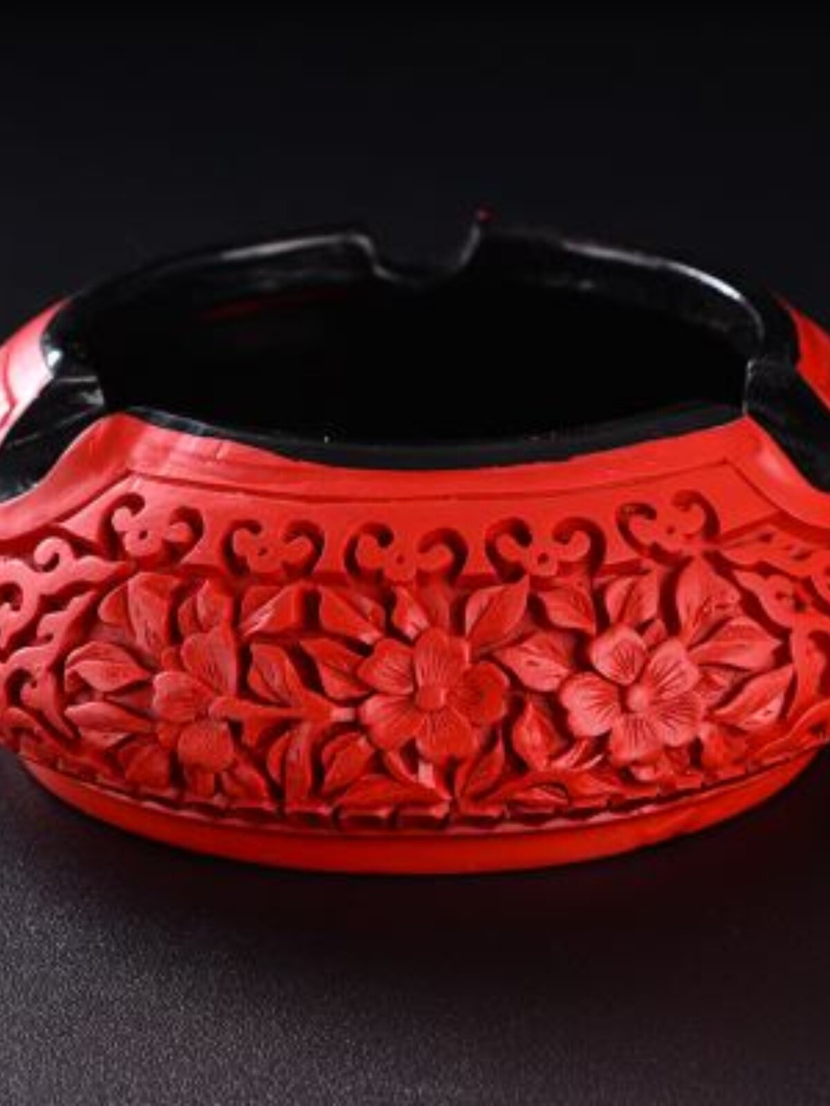 扬州漆器烟灰缸剔红雕漆中式办公室家用现代客厅茶几创意元旦摆件