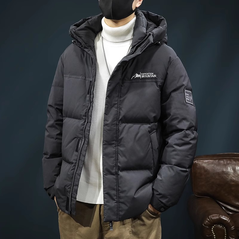 意大利白鸭绒冬季羽绒服男连帽2025新款大码简约短款秋冬保暖外套