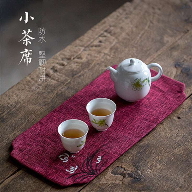 日式防水手绘亚麻干泡茶席茶垫禅意茶室茶桌隔热布艺茶具垫茶铺