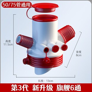 厨房下水管三通防臭神器水槽排水管F分水器洗碗机净水器多功能接