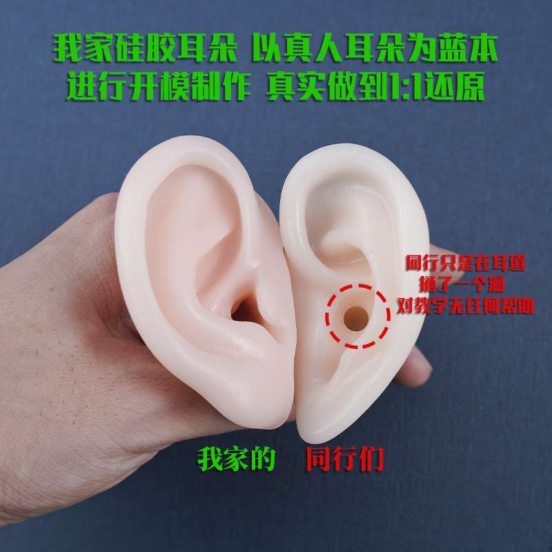 采耳硅胶耳朵模型练习高级仿真采耳工具套装培训学员假耳朵长耳道