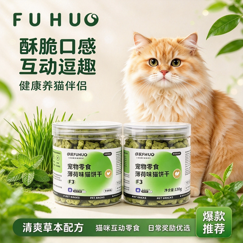 俘获F3猫薄荷饼干磨牙棒洁齿猫草粒化毛球小鱼干猫咪奖励零食正品