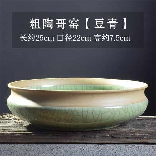 大号水仙花盆陶瓷无孔一叶莲盆碗莲哥窑圆形水培铜钱草水养植王之