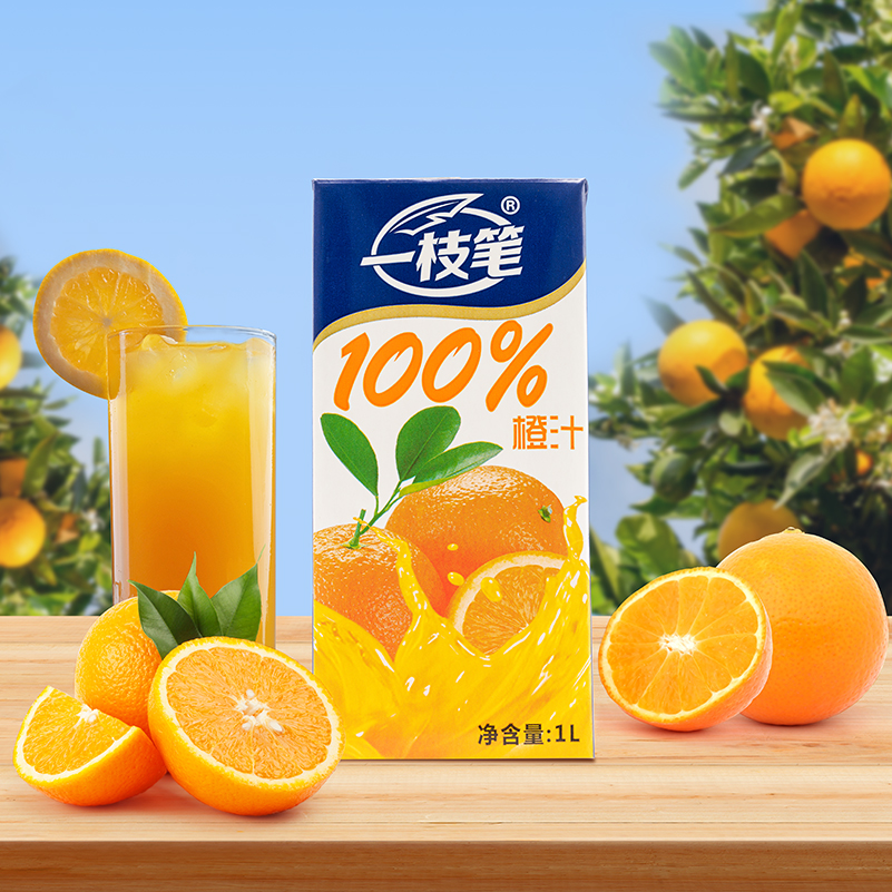 一枝笔莱阳梨汁橙汁芒果汁桃汁果汁果味饮料浓缩果汁1L*2瓶利乐装