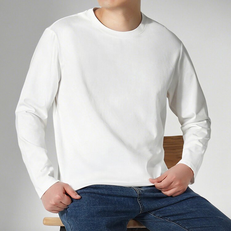 鹿岛什物纪WDX10010男式磨毛26秋冬新款圆领宽松百搭休闲长袖T恤图片