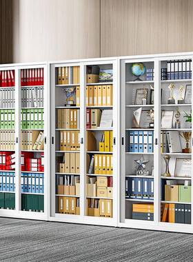 钢制推门书柜办移公室门文件柜务54425凭证柜玻璃展示柜合同资拉