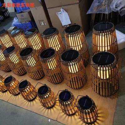 饰藤编手提灯草坪灯庭院灯民宿阳台装园HFN灯艺花术灯太阳能草坪