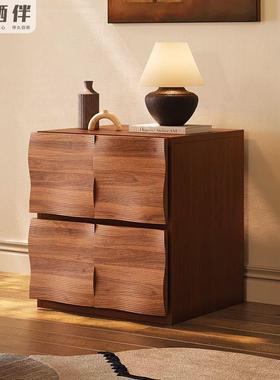 古风实中合木斗柜家用地落柜法式复古多功能组72640柜床边收纳柜