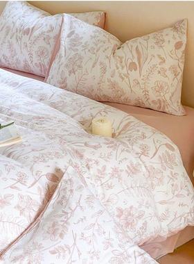 类法式床上用品26421四件水套家居约床单洗棉三麻夏3被简套罩床笠