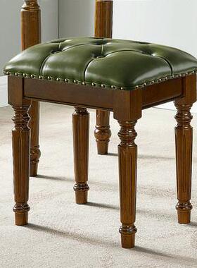 美式化梳妆凳妆台凳子美甲凳主方凳欧式时尚实74559家用卧室白色