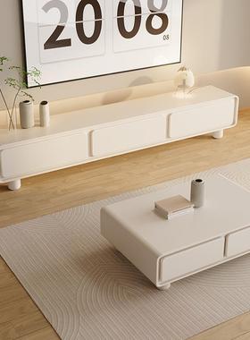 圆角法式奶油风白电视柜约现代厅茶几组客家用小户型极86554简简