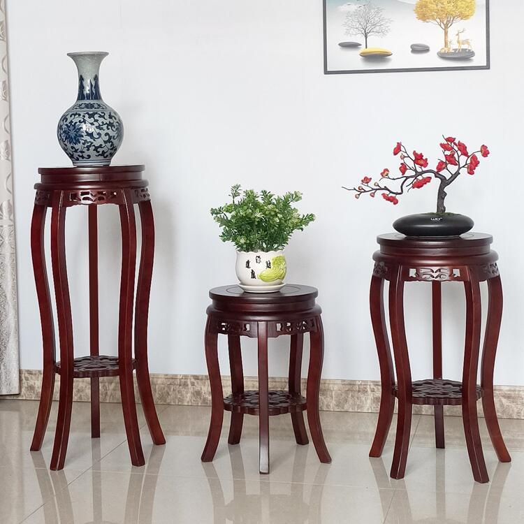 8V实花架客厅木质中式架花F756TTM6几单个置落地木室内物绿萝吊兰