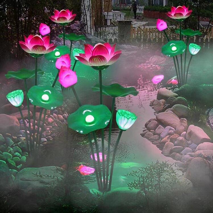 户外荷花水漂花灯池水装饰景观灯灯景区庭院夜景亮化ZZX河灯防水