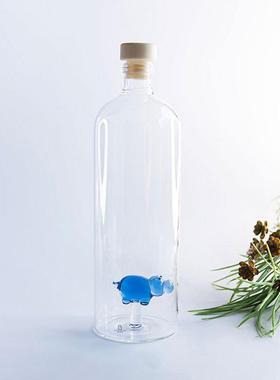 意大进水口ICHE利NDORF耐玻璃凉热SLW壶大容量透明水瓶手工果汁壶