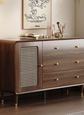 抽客厅收纳柜斗柜小立柜39479复古仿藤编扇门木实腿置物柜卧室靠