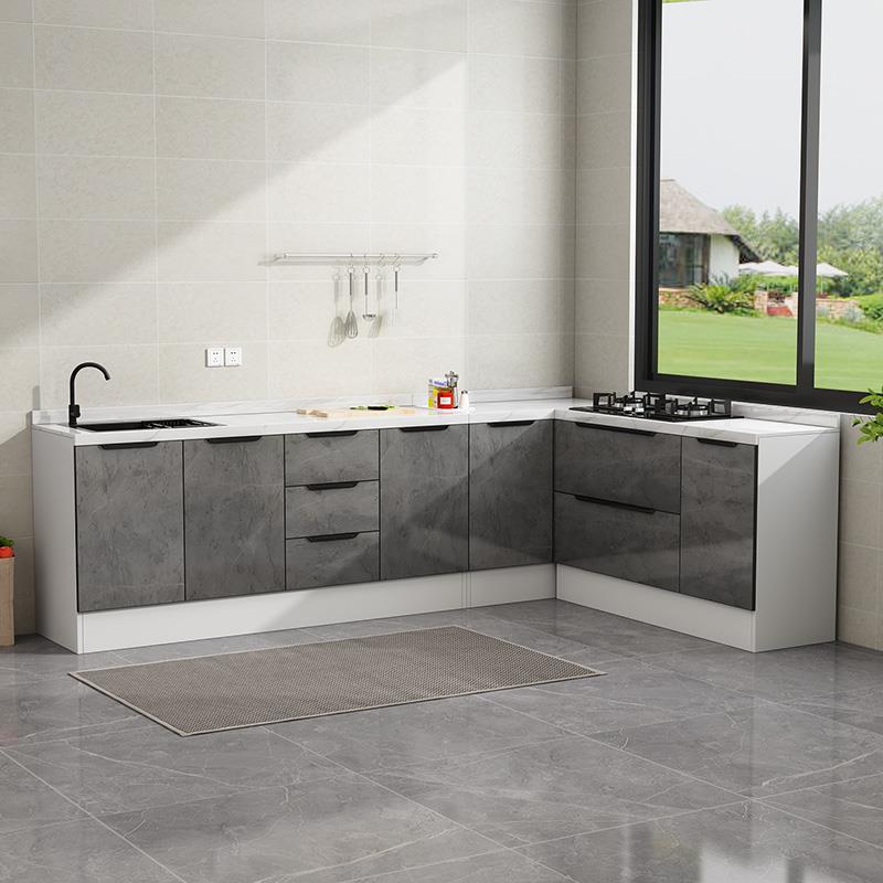 柜简厨房灶台橱柜台一体MVC石英石易台面厨子房水槽租房家用灶柜