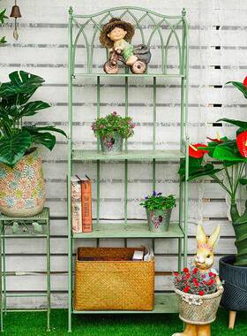 新款铁艺阳台22099架简约花朵多肉展示架可移架动做旧落地绿花植