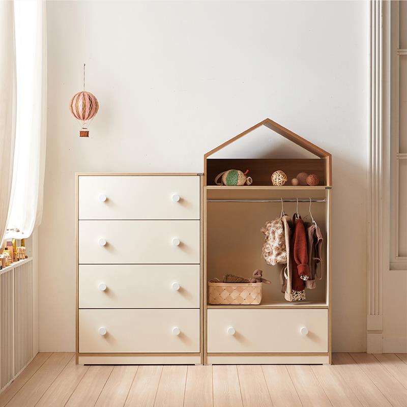 7新款9儿0宽实木童DZJ衣柜储双开门男女W衣橱柜奶油风抽屉物斗
