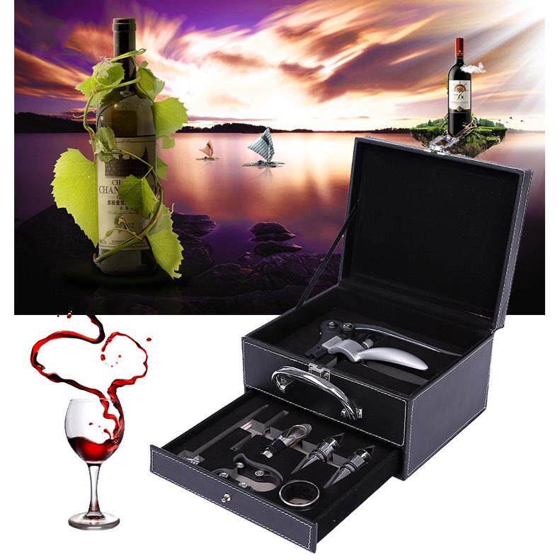 现货抽屉皮盒酒具金套装木盒包件兔型开瓶器套装合开酒器TQ832装8
