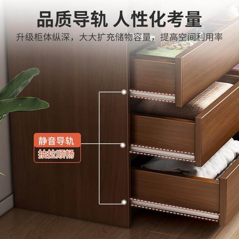 卧无品牌/室床头柜储物柜屉客实木色简约现代家厅靠墙组合抽用柜