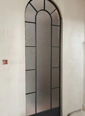 RYN法装饰客现厅式复古入户奶油铁艺拱形代窗户屏风隔断玻璃玄关