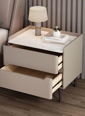 约ded实木床头柜家ONB用能轻奢卧智室多功能简现代床边柜指纹锁储