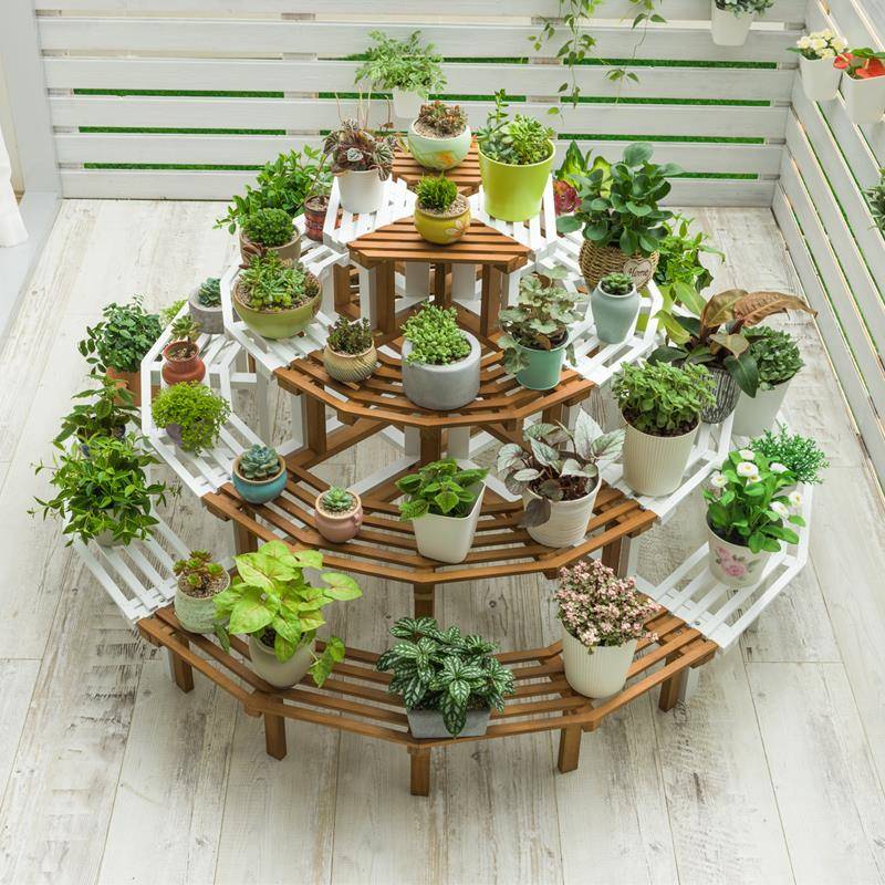 空0J花子多层室内EPX落地省间客厅阳实木室内台植架物转角置物花