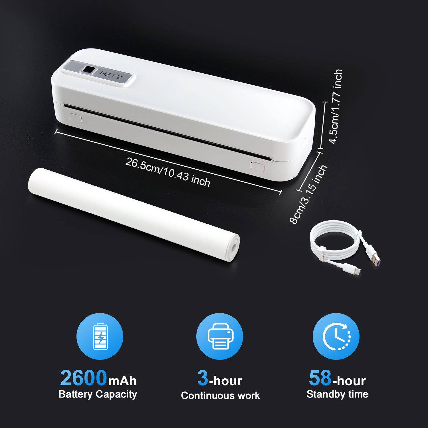 A4RJ机热敏打印机便携式可连22001手电脑无墨家纹用身打印机跨进