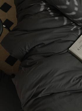 独男中性风~丨灰居深色系针织天竺棉裸睡四件套深灰黑87273色纯色