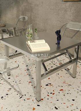 便携式烧桌子户外摆PVK摊夜商用折市出摊小方桌烤简易餐桌不锈钢