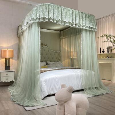 CBm#新款带防顶U轨道落地三BBO开门1.型81.5m2尘m床家用轨道蚊帐