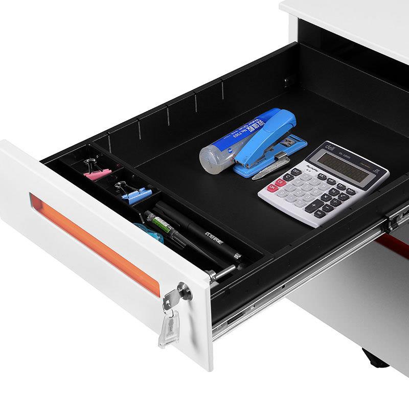 办公室HDG-03桌下文活件柜动动移柜三抽屉带锁小柜皮子铁储物矮柜