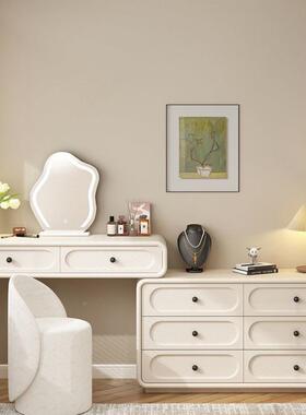 全实木法代式奶油风梳妆台纳20约VPA25新款轻奢化妆桌卧室现简收
