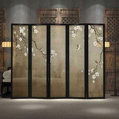 &中式风隔断客厅入户玄关店古典酒卧室遮挡家用折木叠屏实LHU折屏