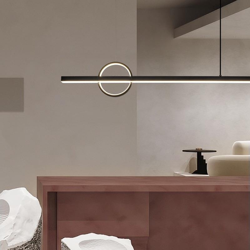 设计KNW感餐条长吊全铜几厅何氛围吧台灯灯书房后现代极简办公室