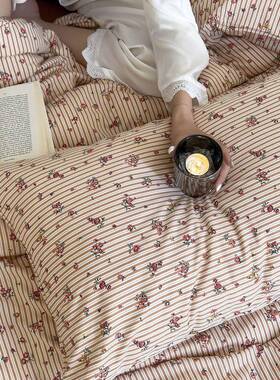 母婴级天床竺棉针织清棉四RZP单件套绗缝新花卉印花被套床卡通上