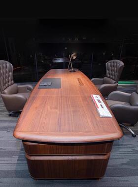 意轻奢老15969板桌新中式办公桌椅大台北美黑木胡桃现班代全实董