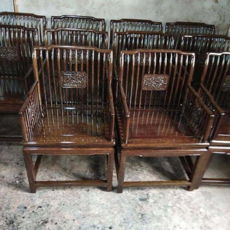 笔杆单椅人枝木圈椅围酸椅靠背休椅闲椅实木南美酸枝89128木太师