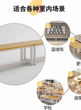 约代长条凳子钢木餐椅36306家用长简方形吃凳现出租房简易铁饭艺