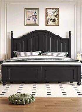 美式轻实木床黑色18双人床现代简约式DYX奢复古法奶油.风储物婚床