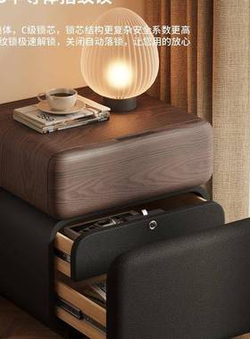 创室中古风床头柜卧新带锁简约51655现代家用意床款边柜小型床头