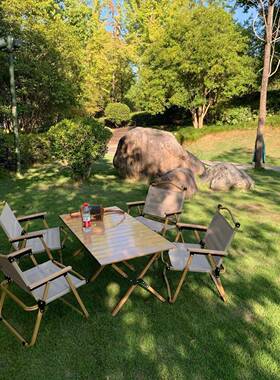 源家头厂金属折装叠桌露营备木纹卷桌户外蛋用94138品桌椅