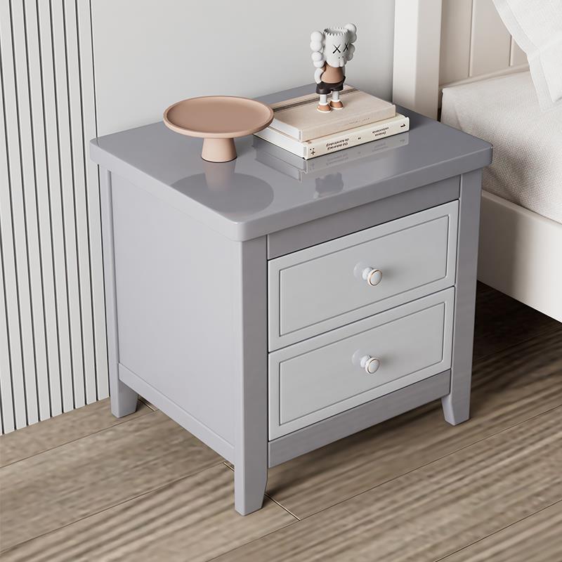 全实木新美式床头柜烤漆工艺卧室储收纳床物边置柜物SCY童儿白色